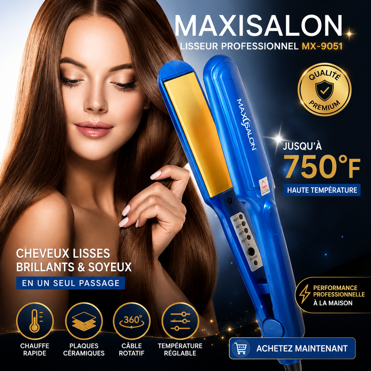 Lisseur Professionnel MAXISALON MX-5001 – Céramique 750°F