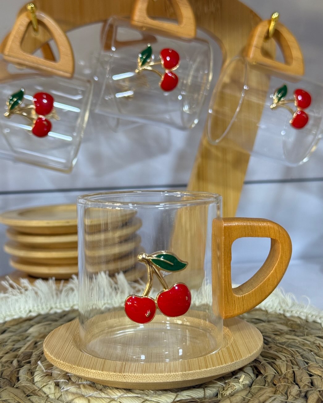 Support à Tasses Café Premium effet cerise