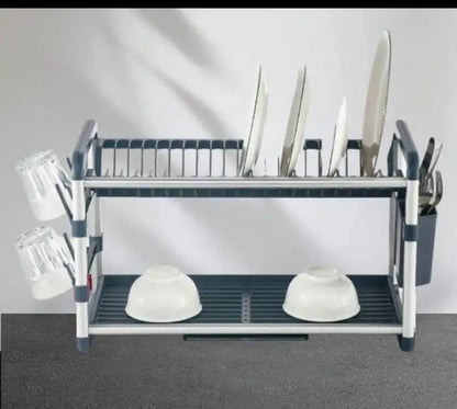 Égouttoir à vaisselle - Aluminium - 2 niveaux - Design élégant - Résistant à la corrosion - Facile à assembler